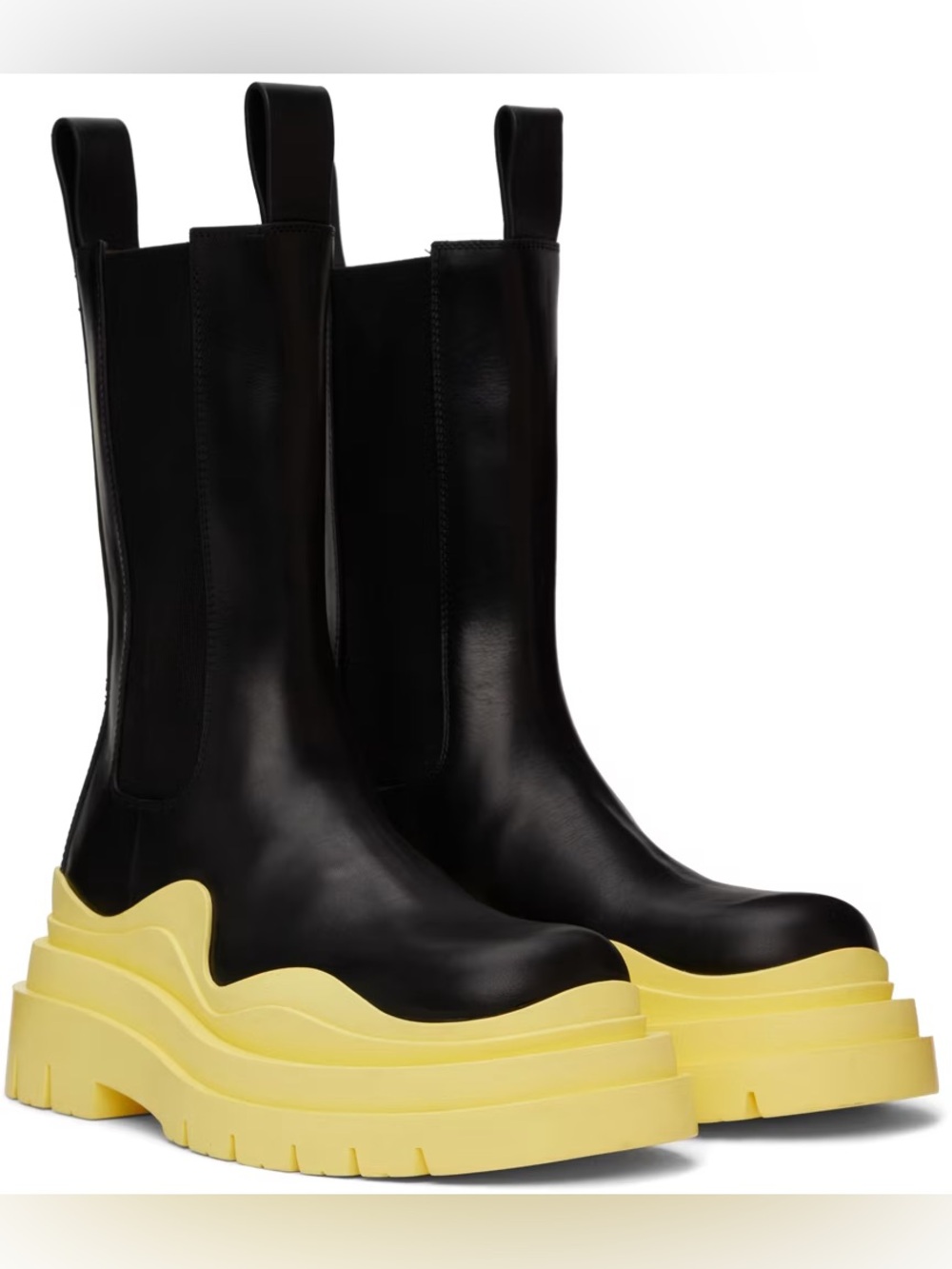 Brand New Bottega Venetia Chelsea Boots with Yellow Platform Sole